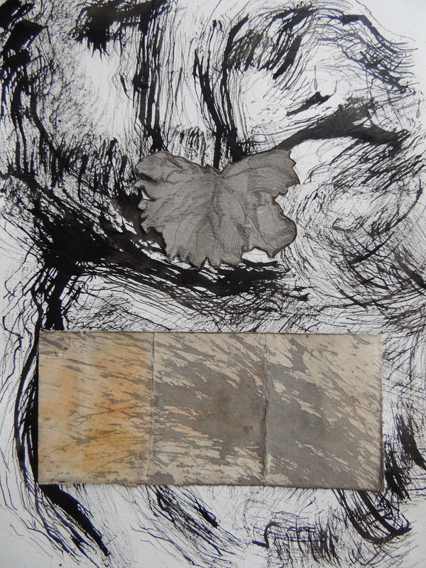mixed media, drawing, ink and graphite on paper, collage, mark making, mornington peninsual artist, Amanda Nelso, Autumn Walking Project